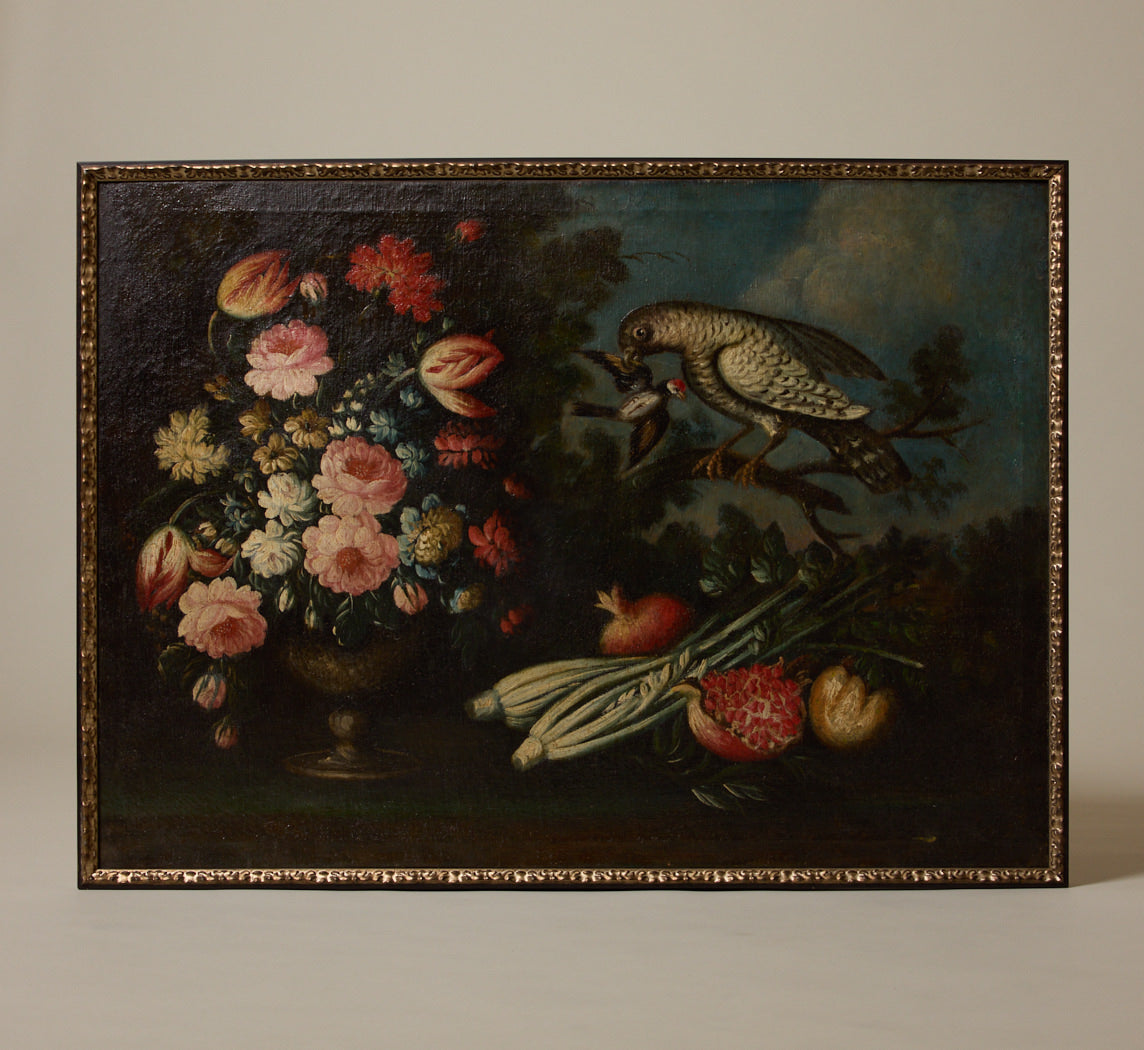 18TH CENTURY ITALIAN BOTANIC & BIRD STILL LIFE