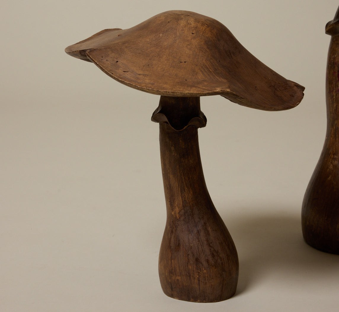 PAIR OF VINTAGE FOLK ART MUSHROOMS