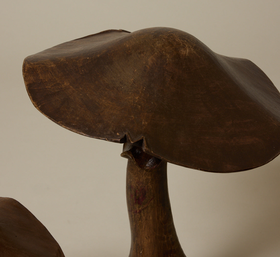 PAIR OF VINTAGE FOLK ART MUSHROOMS
