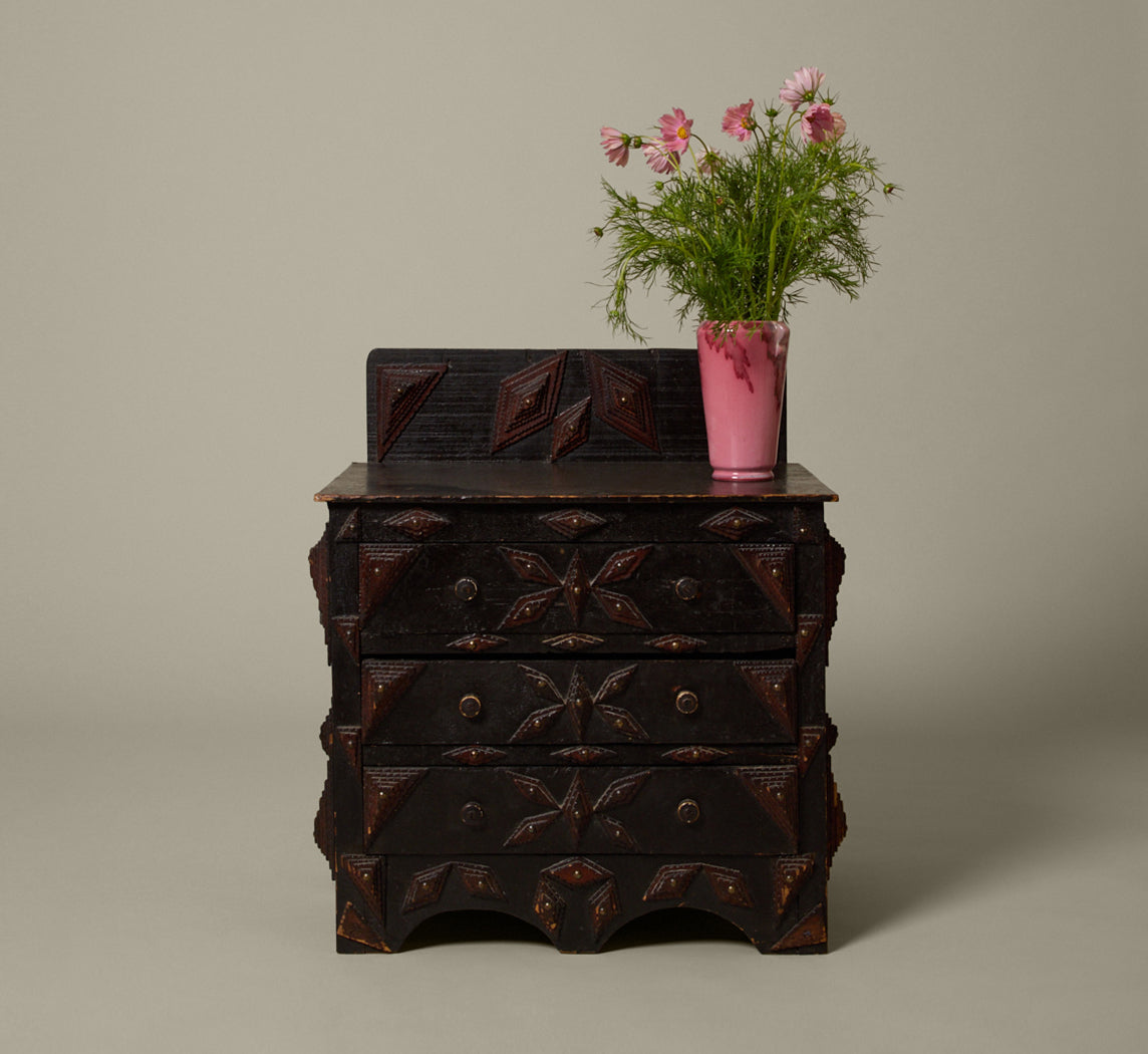 ANTIQUE TRAMP ART NIGHTSTAND