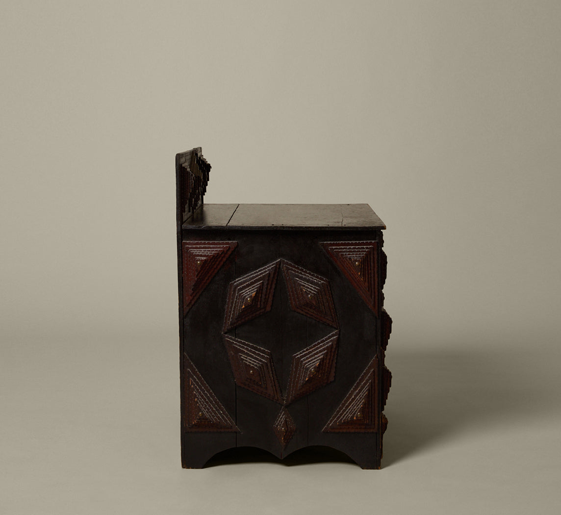 ANTIQUE TRAMP ART NIGHTSTAND