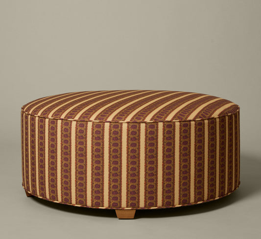 PIERCE & WARD CIRCLE OTTOMAN IN ROSE STRIPE