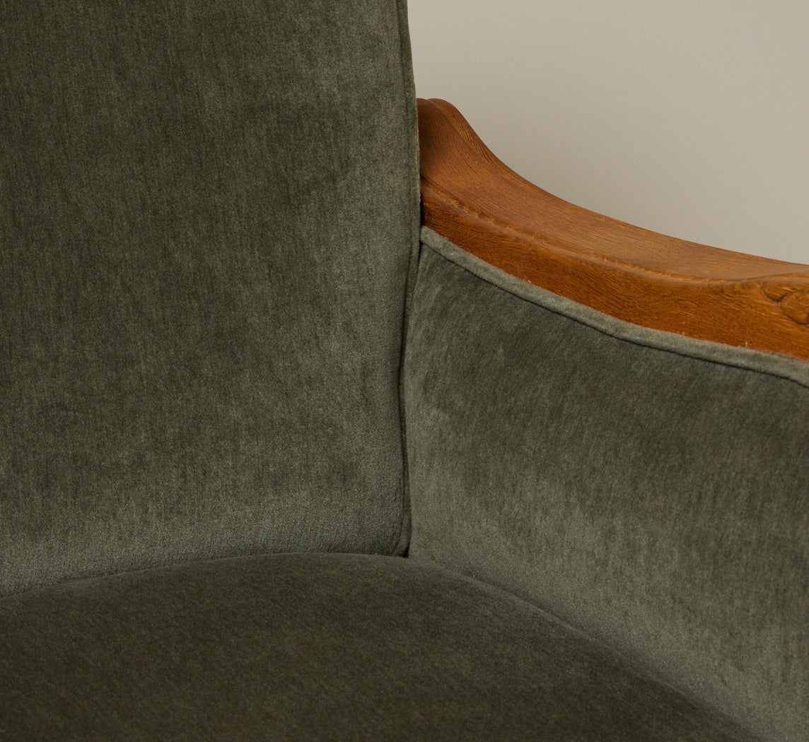 DANISH ART DECO SCULPTURAL LION LOUNGE CHAIR IN MOHAIR