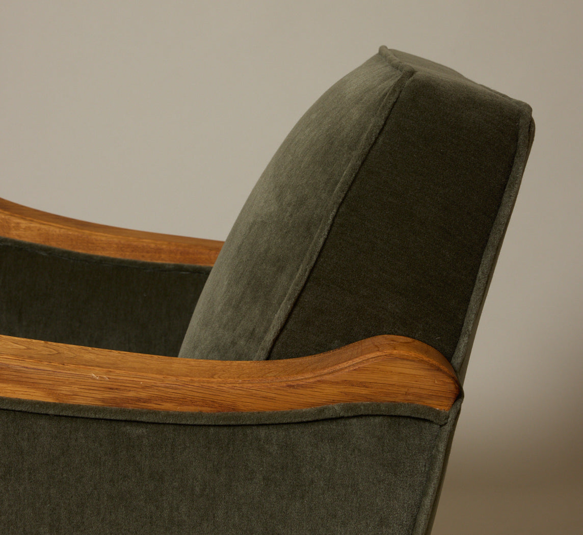 DANISH ART DECO SCULPTURAL LION LOUNGE CHAIR IN MOHAIR