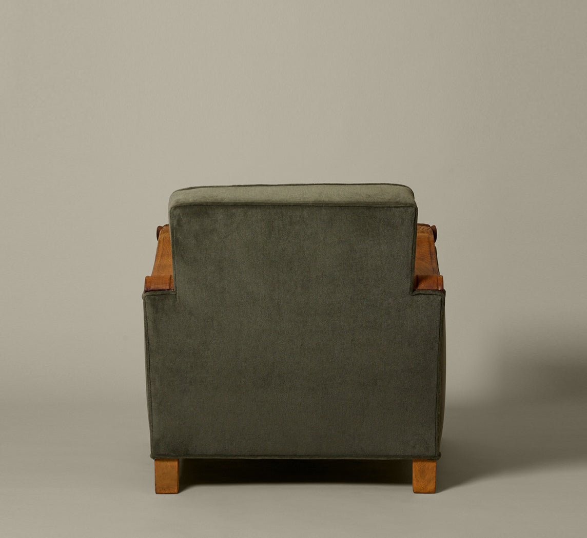 DANISH ART DECO SCULPTURAL LION LOUNGE CHAIR IN MOHAIR