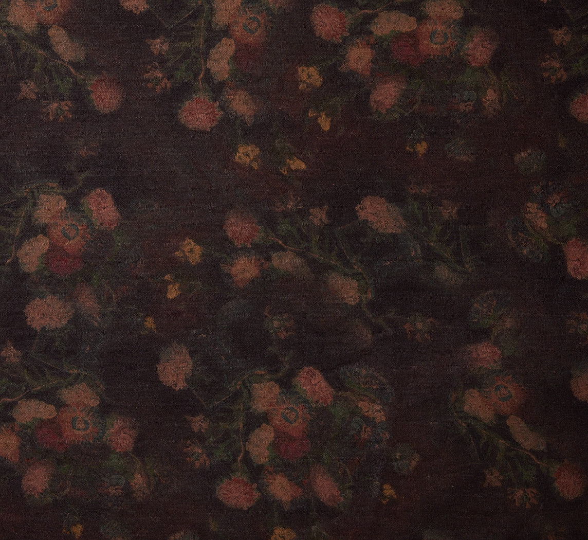 PAIR OF VINTAGE BERNHARDT SWIVEL CLUB CHAIRS IN MIDNIGHT FLORAL LINEN