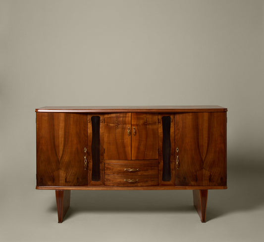 1940S ITALIAN ART DECO WALNUT & ROSEWOOD SIDEBOARD