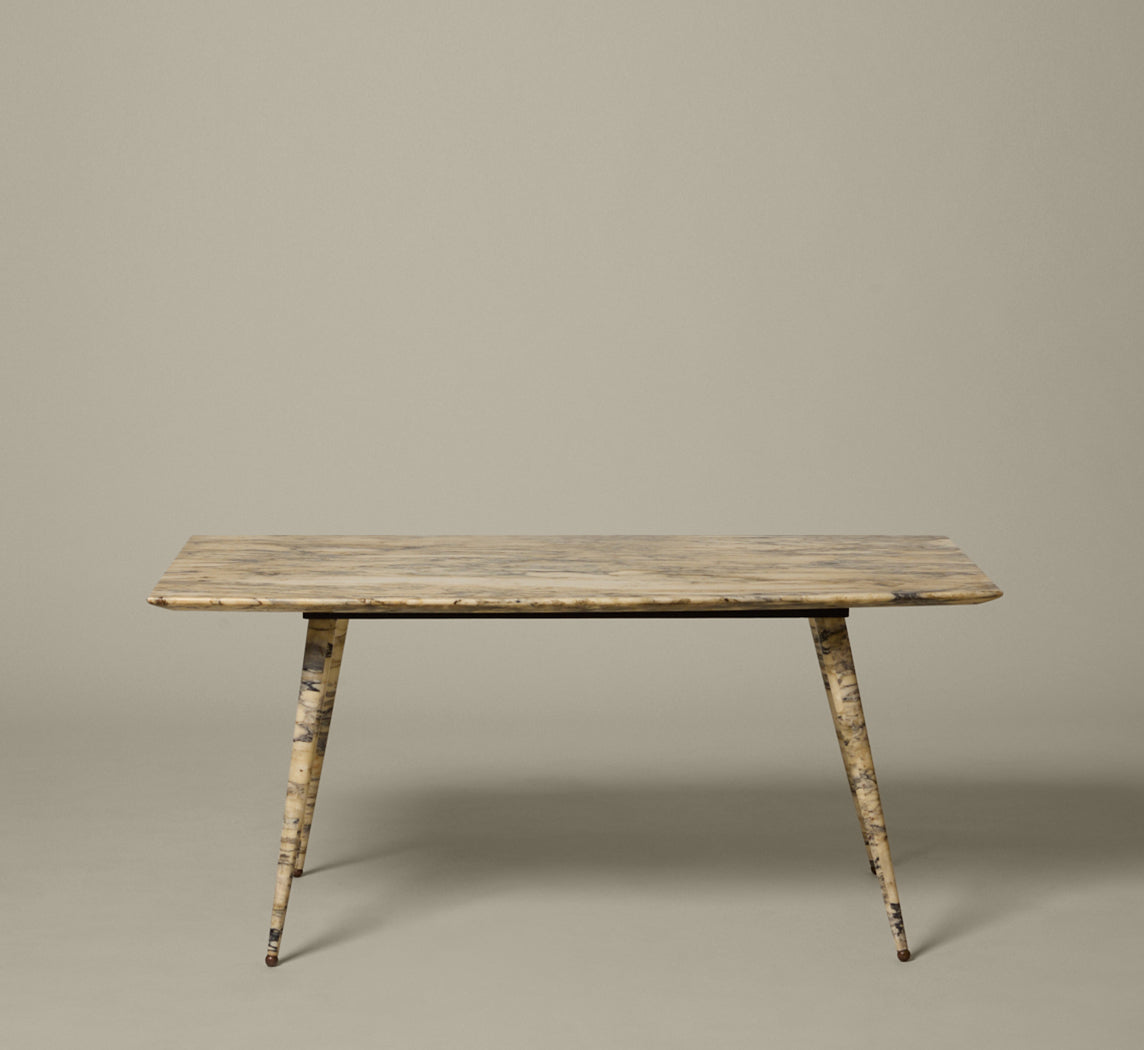 MIDCENTURY ITALIAN ARABESCATO MARBLE TOP COFFEE TABLE