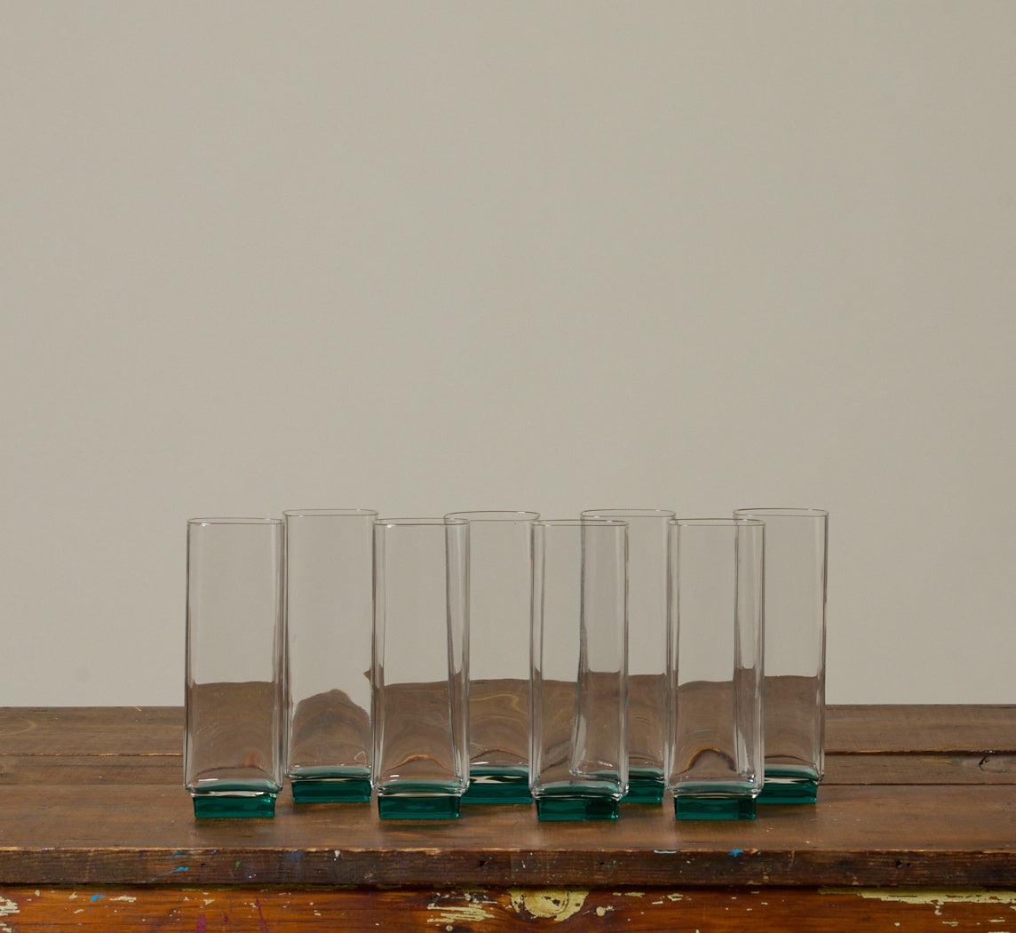 SET OF 8 VINTAGE SQUARE HIGHBALL GLASSES
