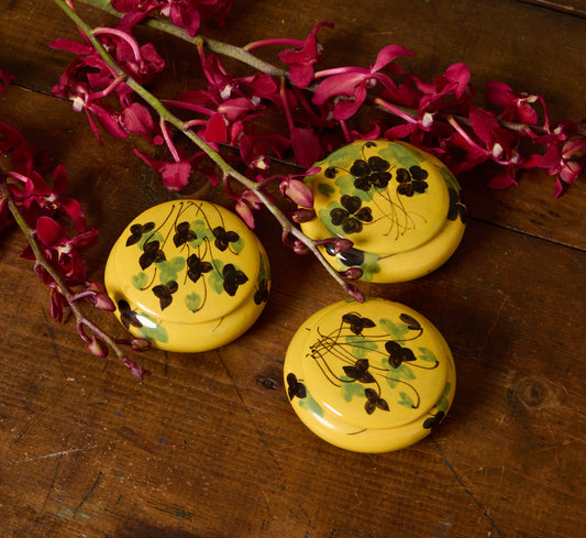 PETITE VINTAGE ITALIAN MAJOLICA YELLOW FLORAL JAR