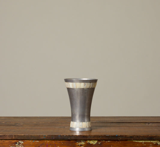 1970S MODERNIST METALLIC PEARL INLAY VASE