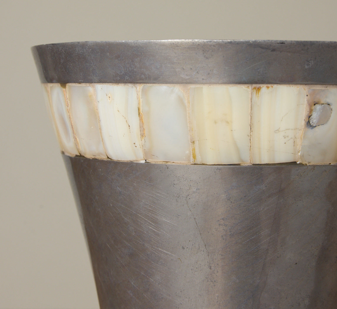 1970S MODERNIST METALLIC PEARL INLAY VASE