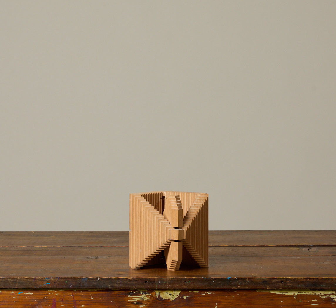 1950S VIENNESE MODERNIST GEOMETRIC WOOD SCULPTURE BY ALOIS HEIDEL (1915-1990)