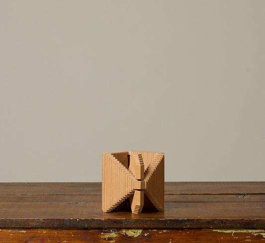 1950S VIENNESE MODERNIST GEOMETRIC WOOD SCULPTURE BY ALOIS HEIDEL (1915-1990)