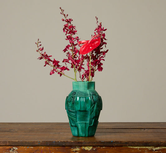 1930S ART DECO MALACHITE VASE BY CURT SCHLEVOGT