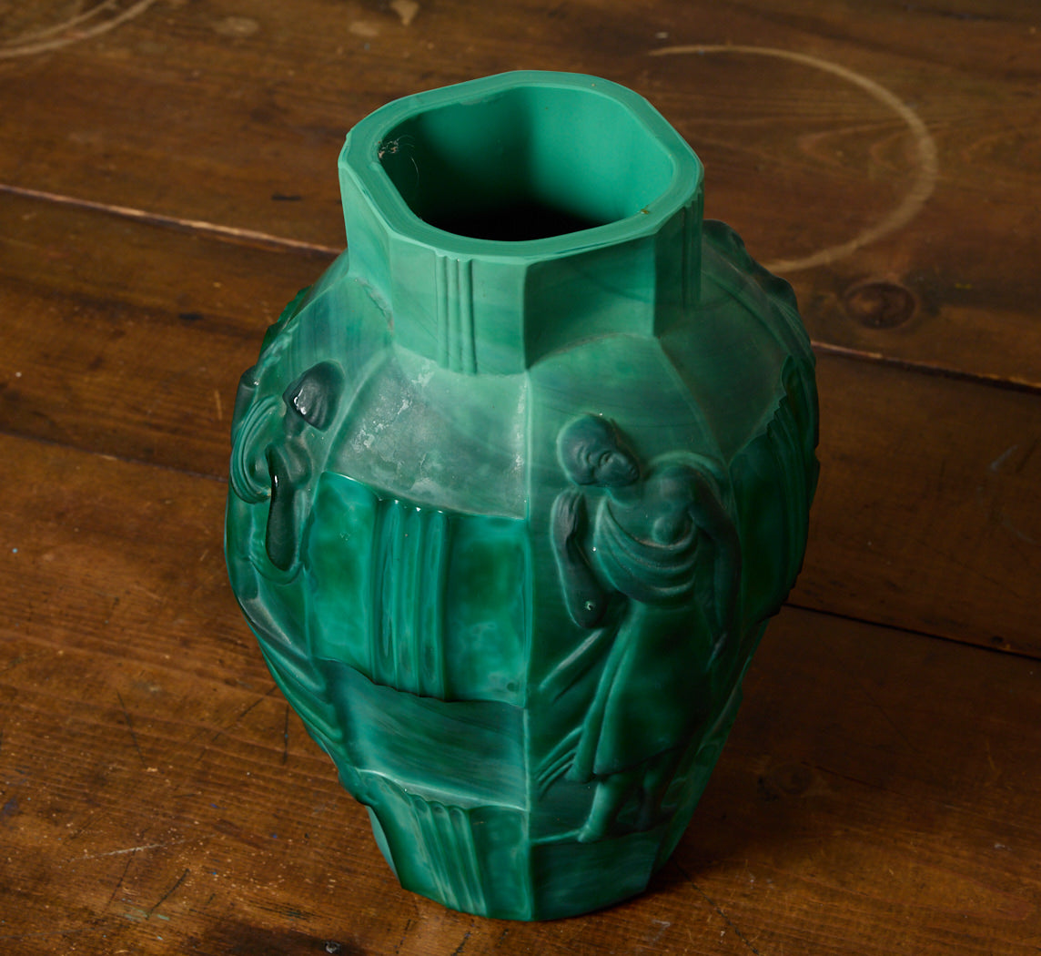 1930S ART DECO MALACHITE VASE BY CURT SCHLEVOGT