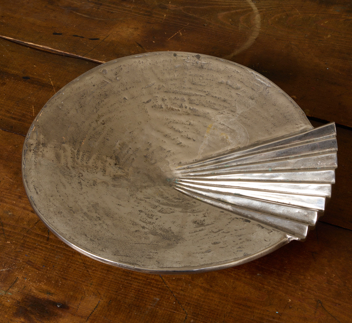 1970S ITALIAN MODERNIST SILVER PLEATED FAN BOWL