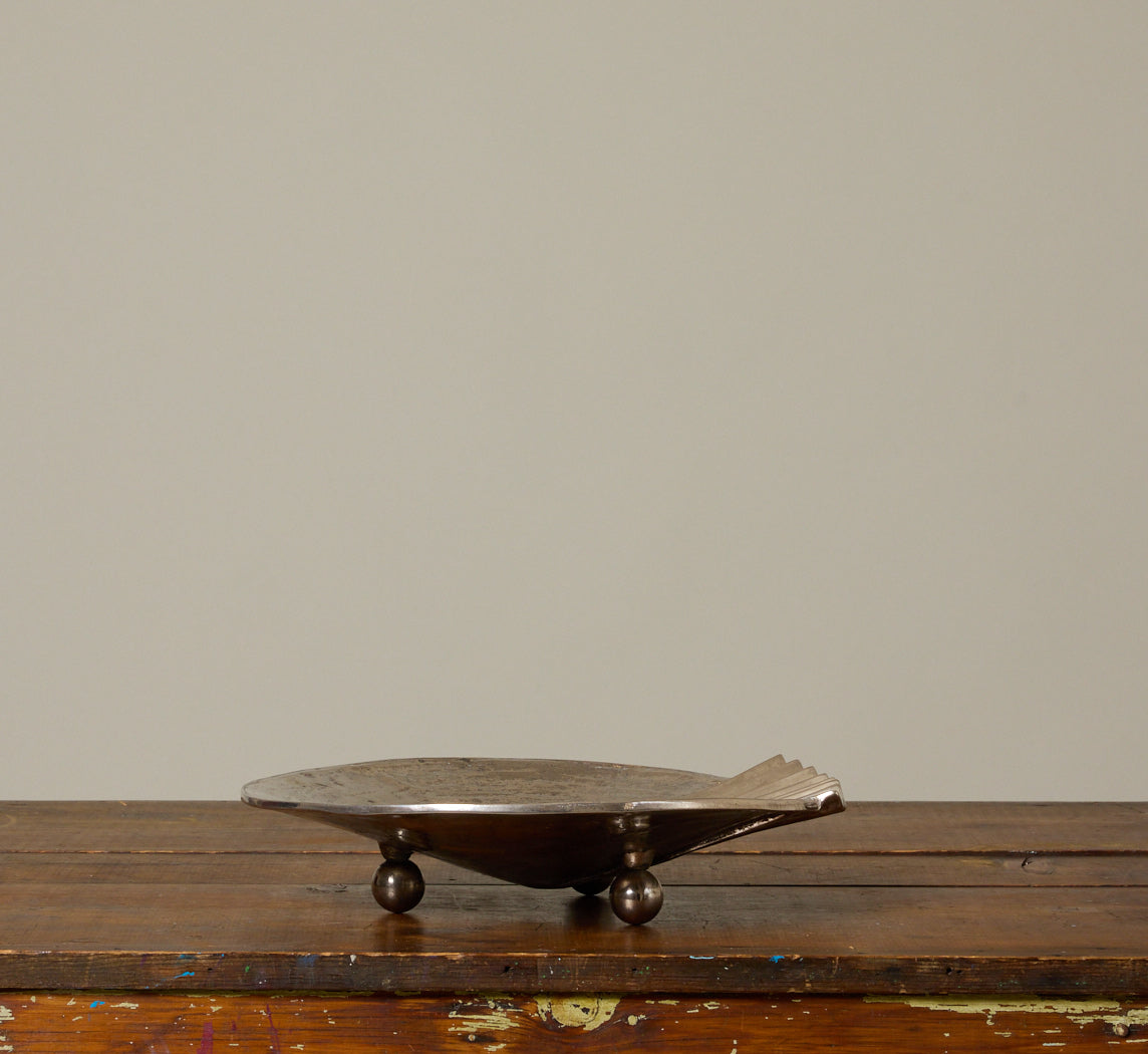 1970S ITALIAN MODERNIST SILVER PLEATED FAN BOWL