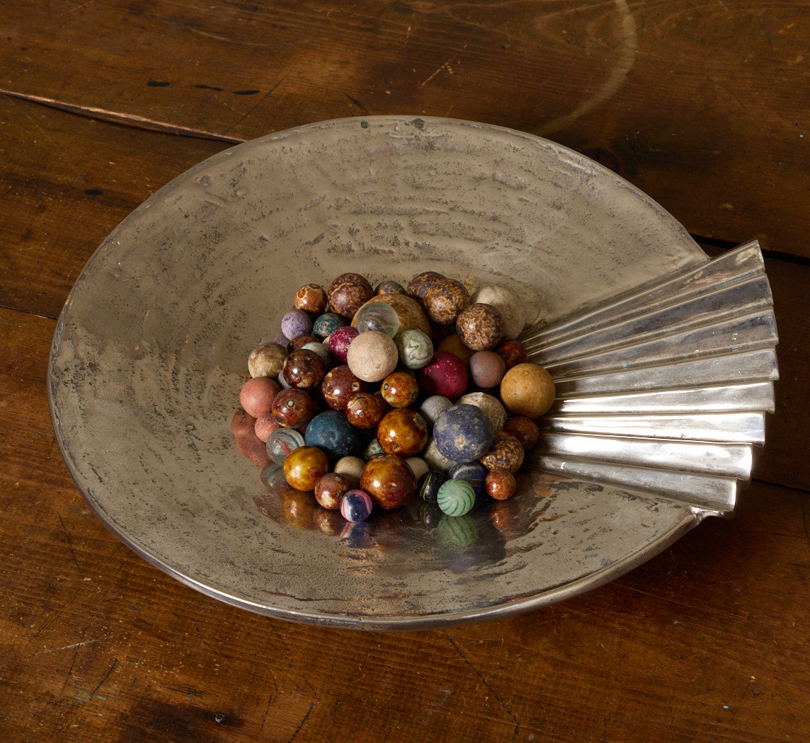 1970S ITALIAN MODERNIST SILVER PLEATED FAN BOWL