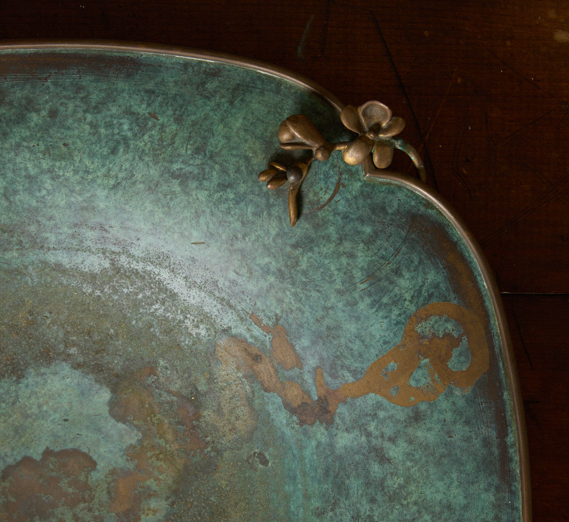 ART DECO VERDIGRIS BRONZE BOWL ATTR. TO CARL SORENSEN