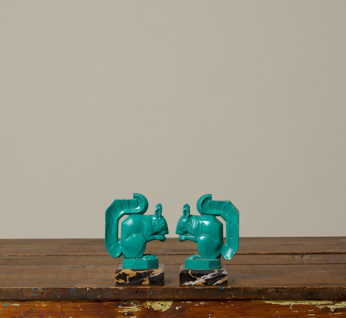 PAIR OF SQUIRREL BOOKENDS BY MAX LEVERRIER