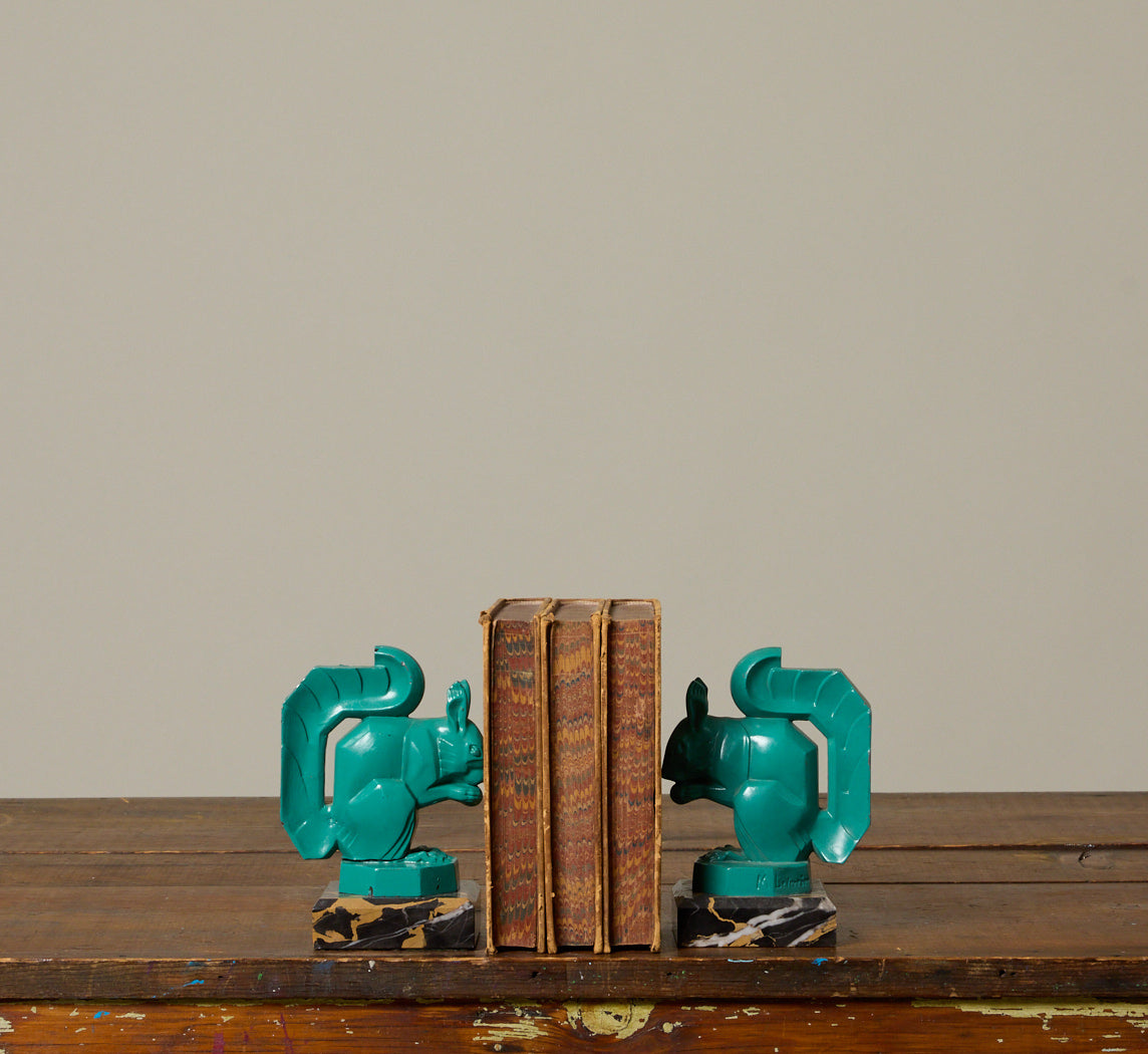 PAIR OF SQUIRREL BOOKENDS BY MAX LEVERRIER