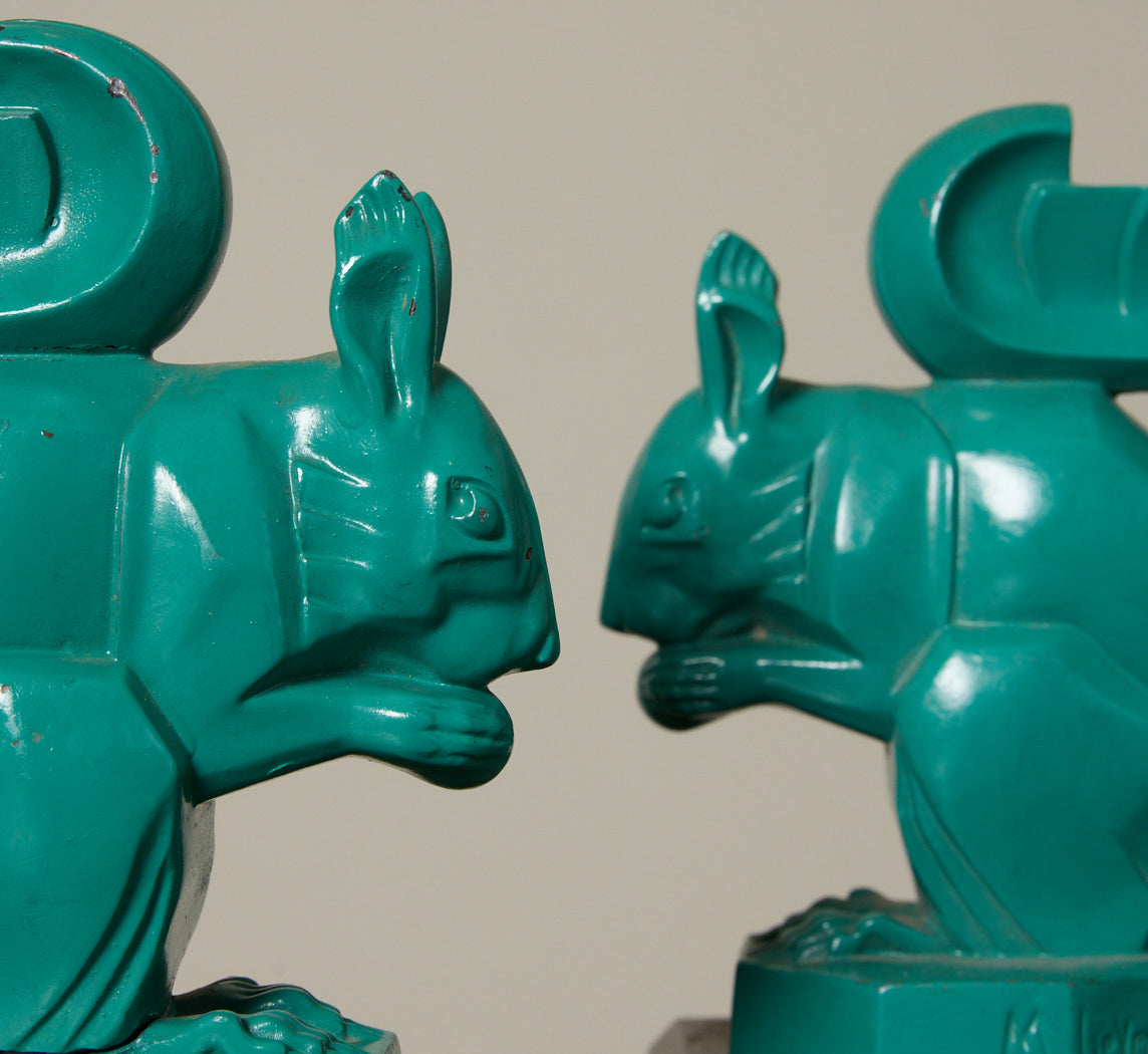 PAIR OF SQUIRREL BOOKENDS BY MAX LEVERRIER