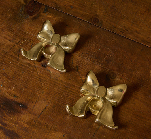 PAIR OF VINTAGE BOW CANDLE STICK HOLDERS