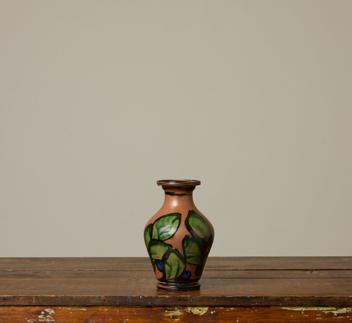 1930S HERMAN AUGUST KÄHLER ART DECO EARTHENWARE VASE WITH BLUEBERRIES