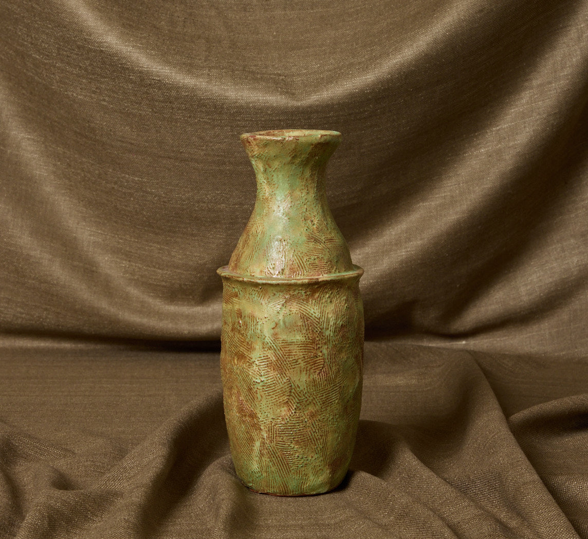 MARBLED STONEWARE VASE IN OSSIDO BY POTTERY ROMA