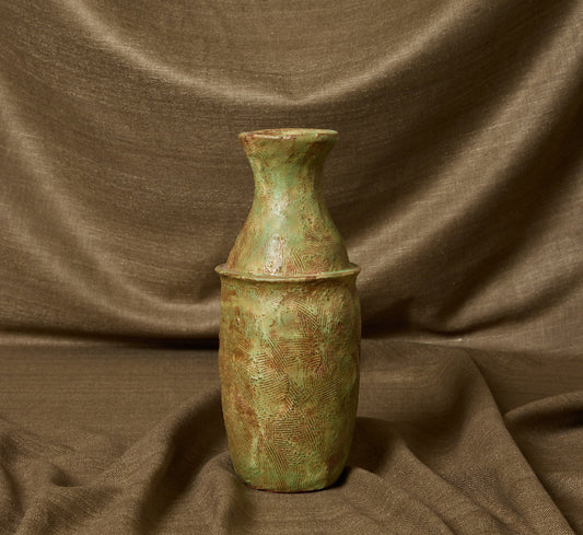 MARBLED STONEWARE VASE IN OSSIDO BY POTTERY ROMA