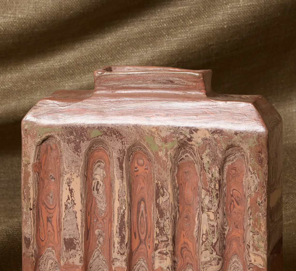 MARBLED EARTHENWARE VASE IN RUGGINE BY POTTERY ROMA