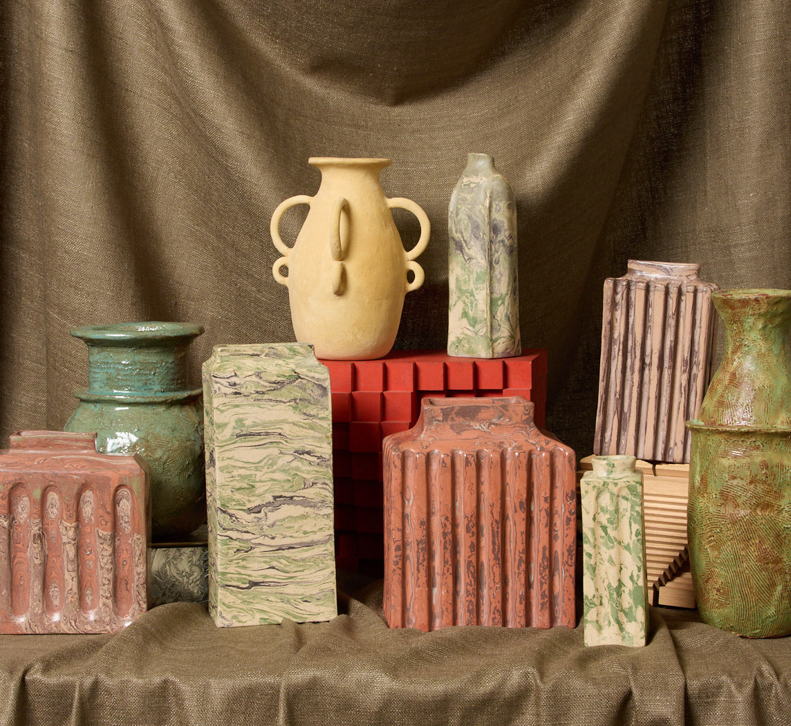 EARTHENWARE VASE IN OCRA BY POTTERY ROMA