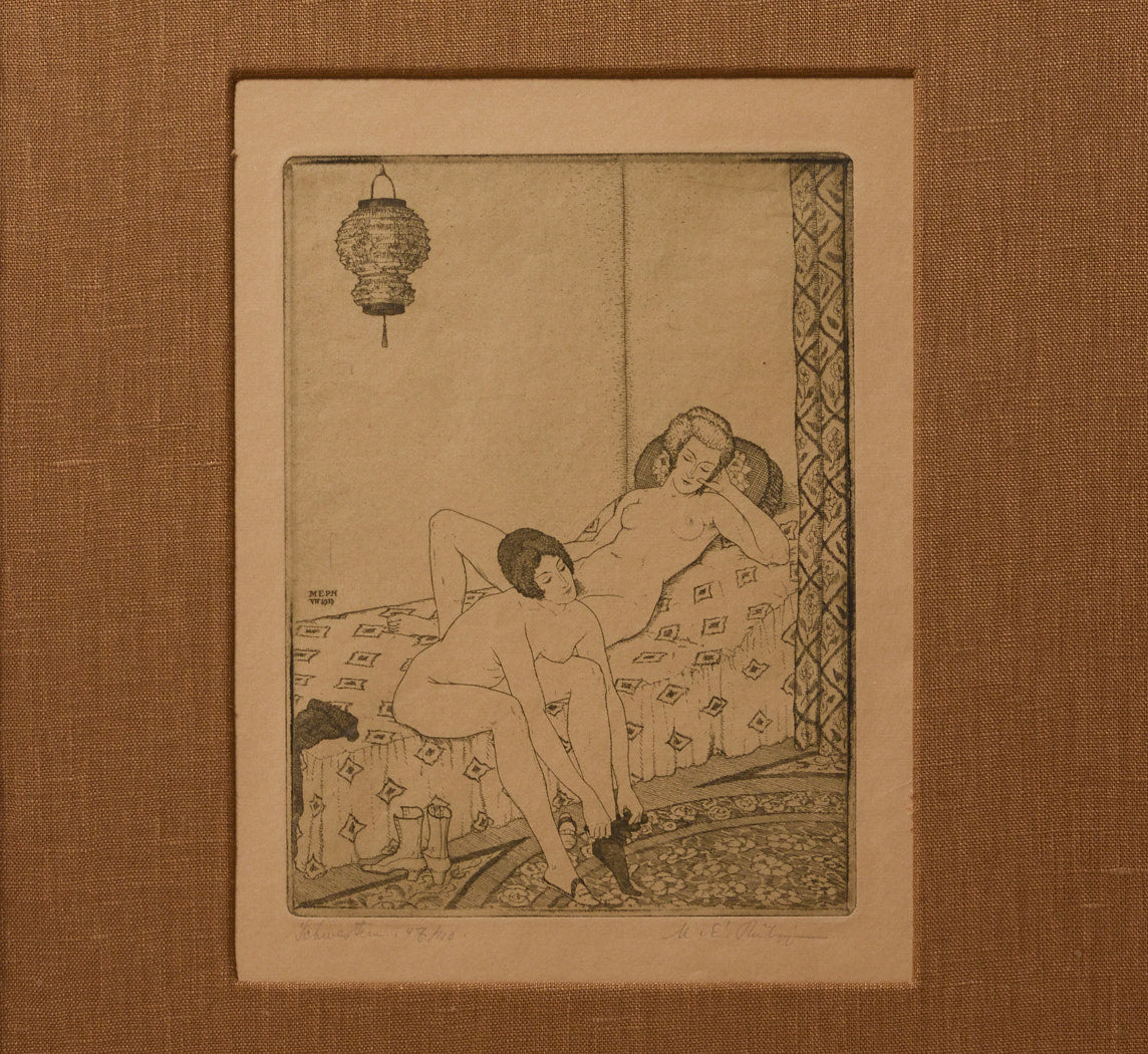 "GIRLFRIENDS" ORIGINAL ETCHING, C. 1919 BY MARTIN ERICH PHILIPP (1887-1978)