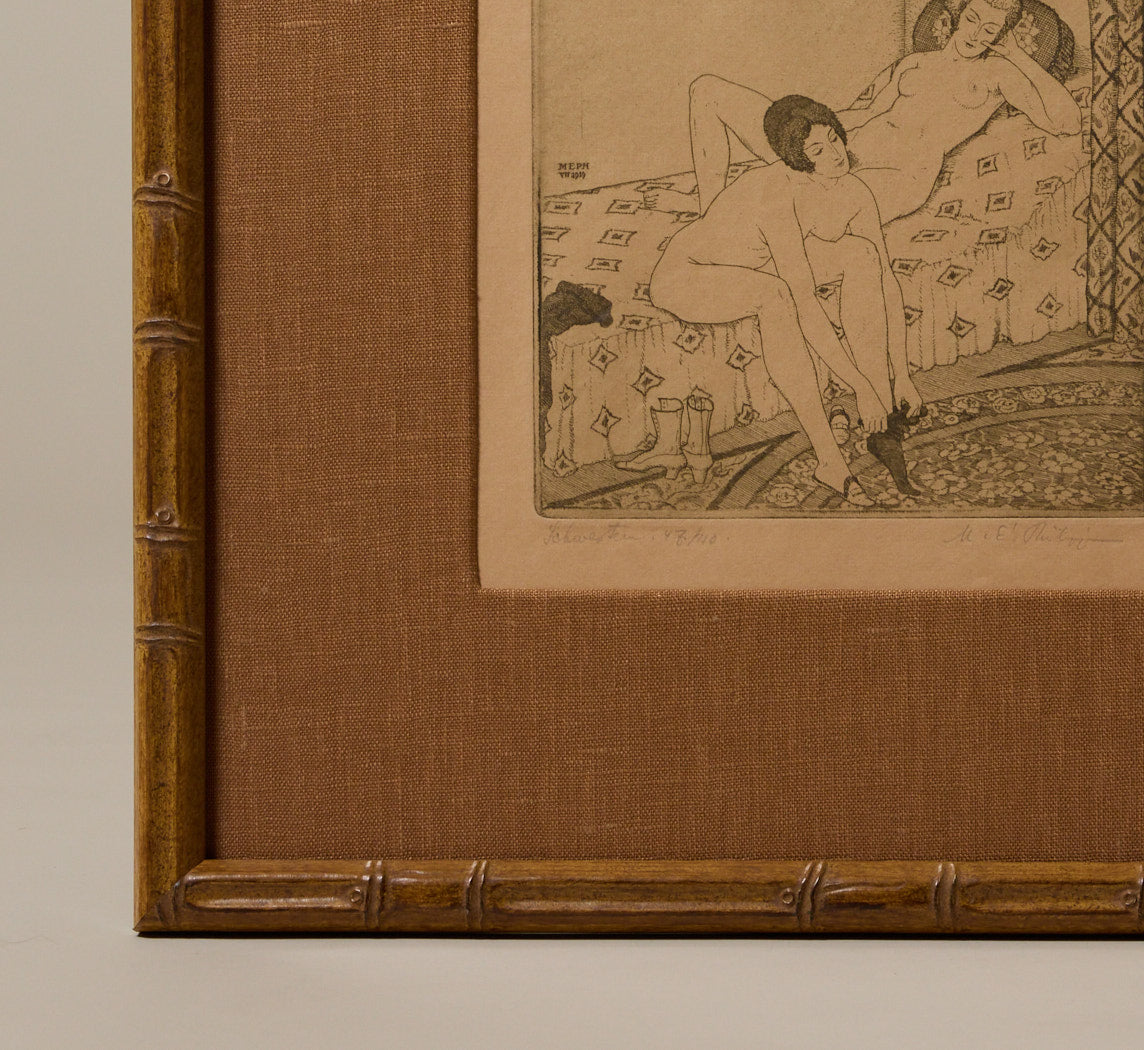 "GIRLFRIENDS" ORIGINAL ETCHING, C. 1919 BY MARTIN ERICH PHILIPP (1887-1978)