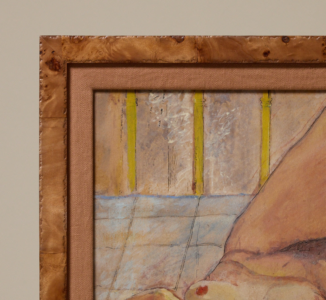 20TH CENTURY RECLINING NUDE WATERCOLOR STUDY