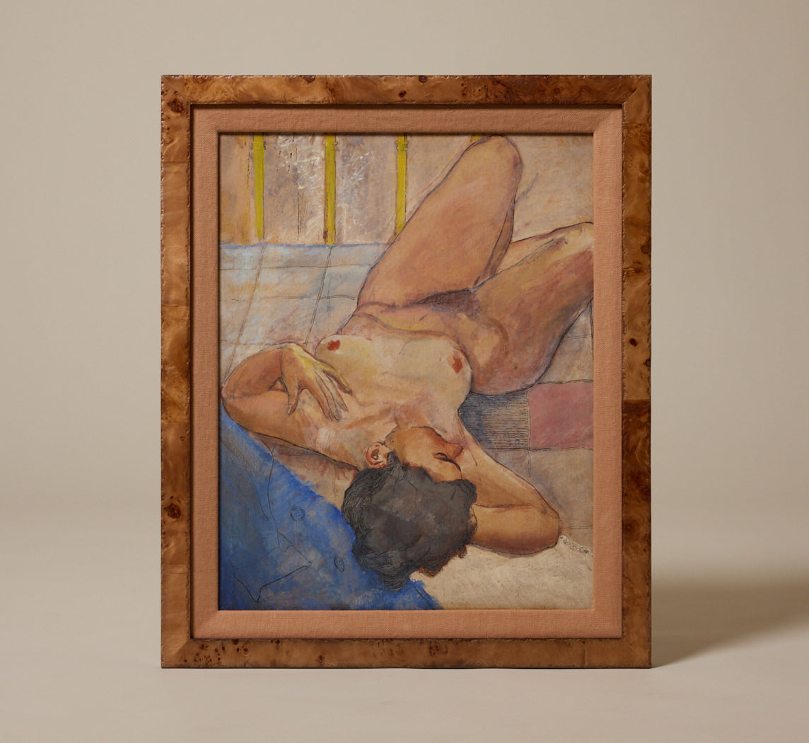 20TH CENTURY RECLINING NUDE WATERCOLOR STUDY