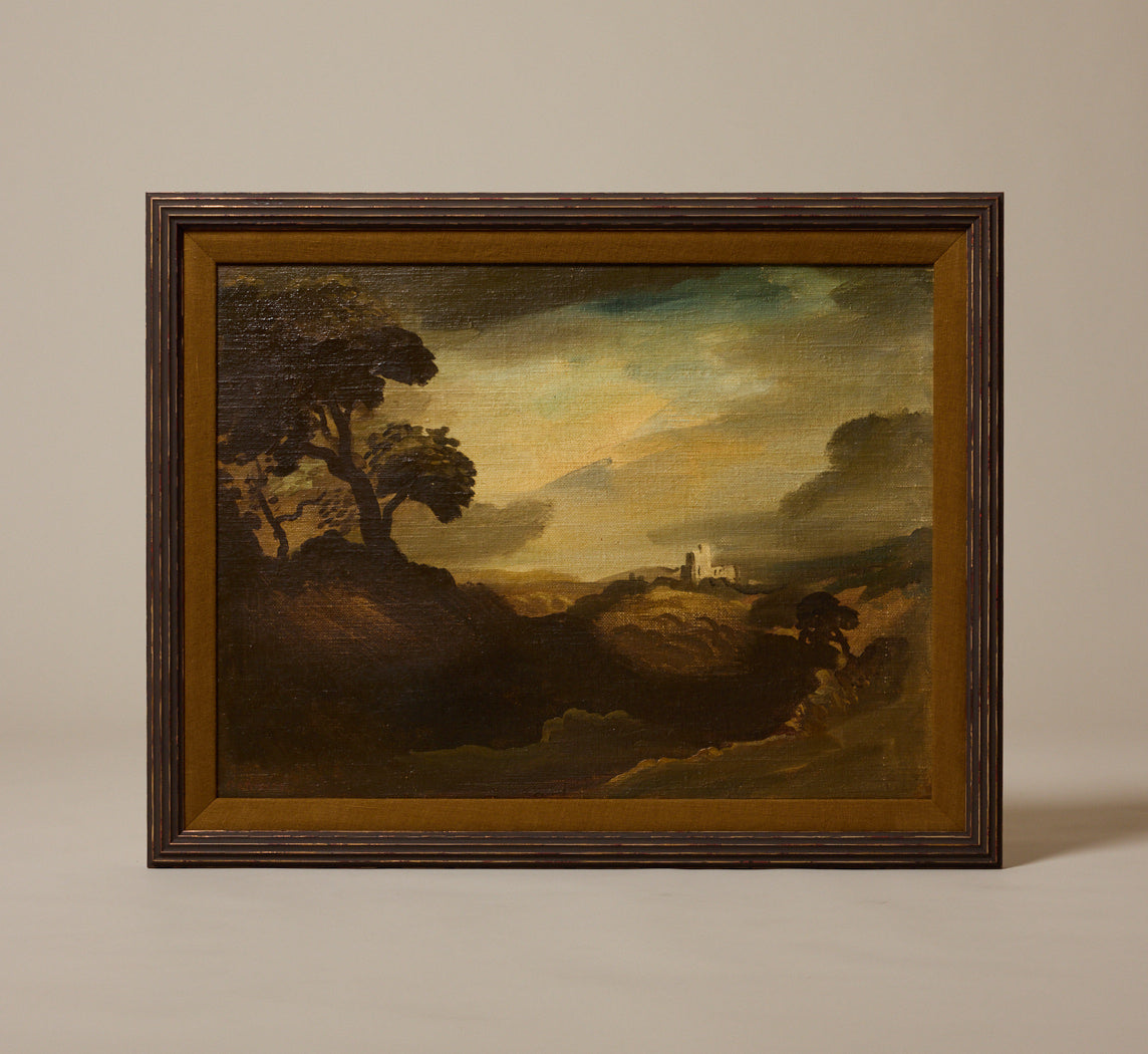 1930S ENGLISH TEMPESTUOUS MANOR LANDSCAPE
