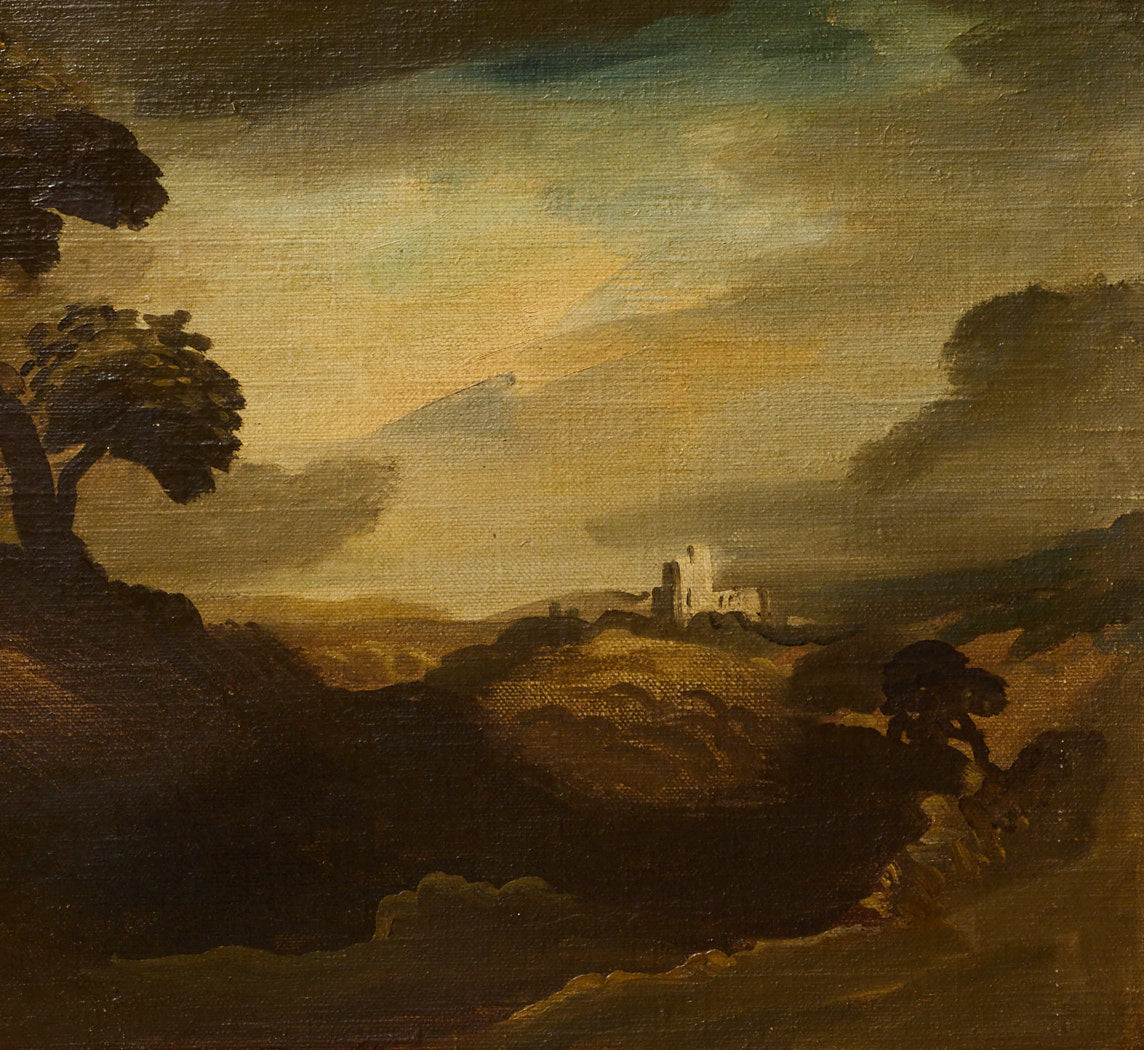 1930S ENGLISH TEMPESTUOUS MANOR LANDSCAPE