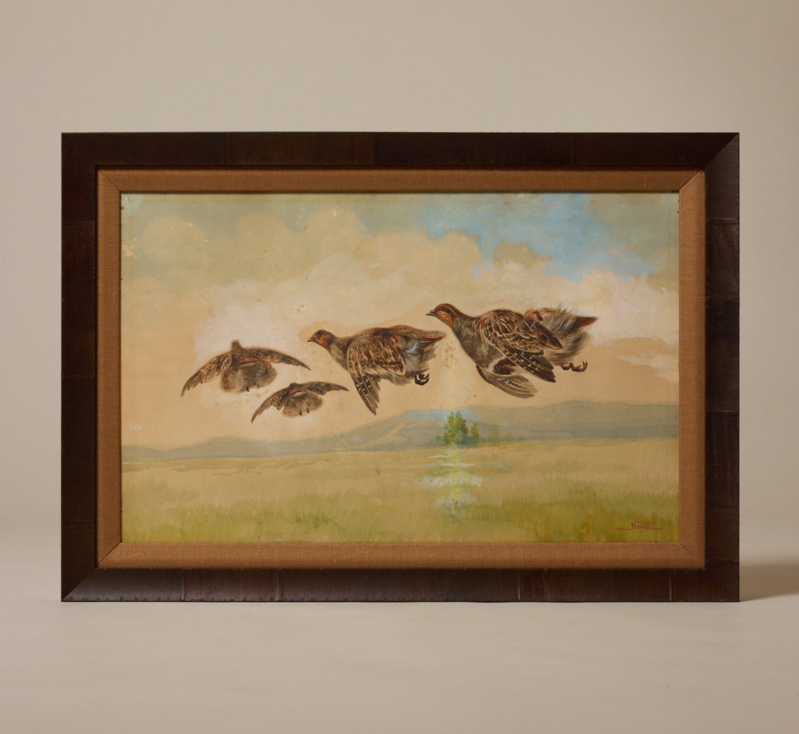 1930S ITALIAN NATURALIST "PARTRIDGES IN FLIGHT"