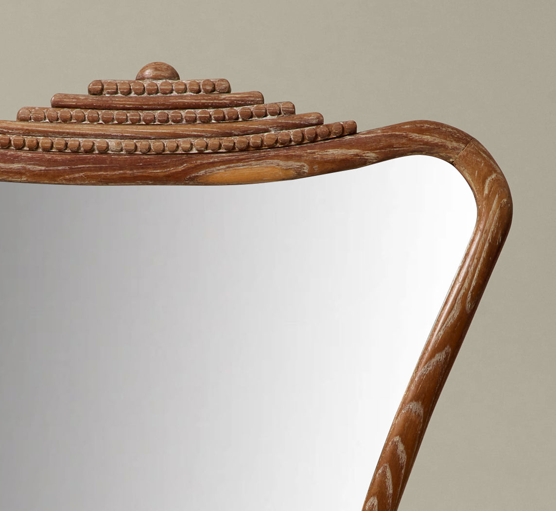 1950S FRENCH CARVED OAK WALL MIRROR
