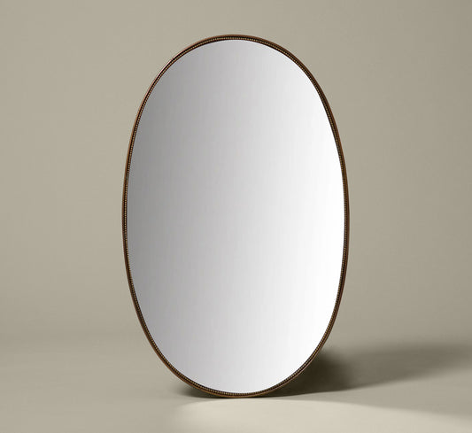 VINTAGE OVAL MIRROR WITH BEADED FRAME