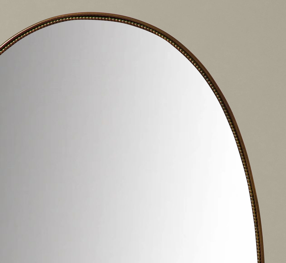 VINTAGE OVAL MIRROR WITH BEADED FRAME