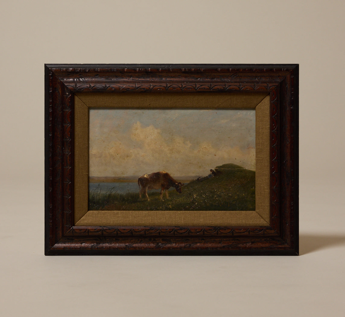 19TH CENTURY FRENCH SCHOOL COW AT PASTURE