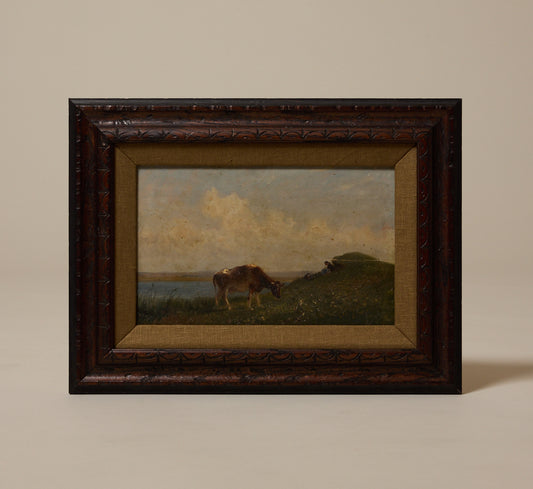 19TH CENTURY FRENCH SCHOOL COW AT PASTURE