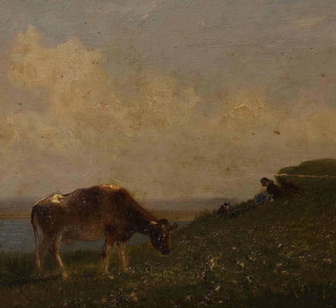 19TH CENTURY FRENCH SCHOOL COW AT PASTURE