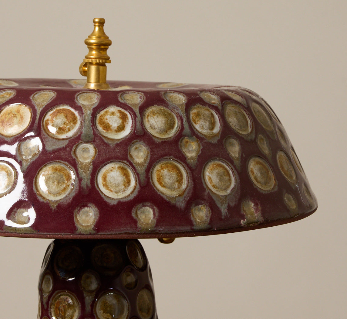 CASA ALFARERA POLKA LAMP IN BURGUNDY WITH CREAM DOTS