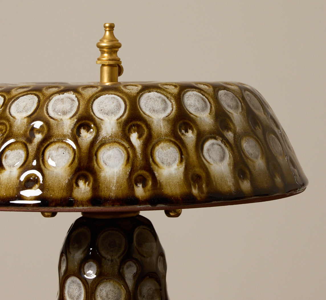 CASA ALFARERA POLKA LAMP IN CARAMEL BROWN WITH CREAM DOTS