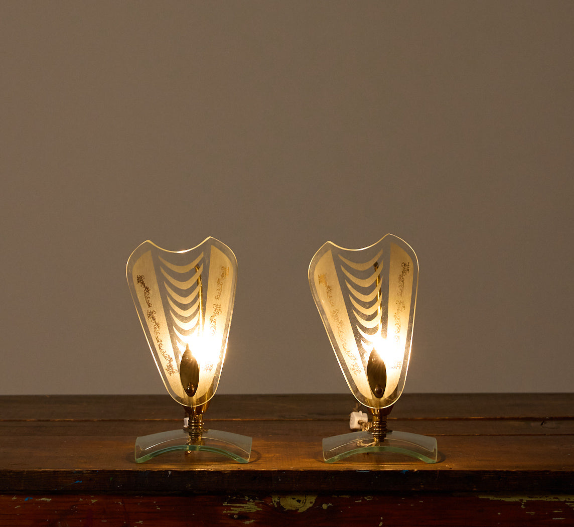PAIR OF PETITE MIDCENTURY ITALIAN GLASS TABLE LAMPS