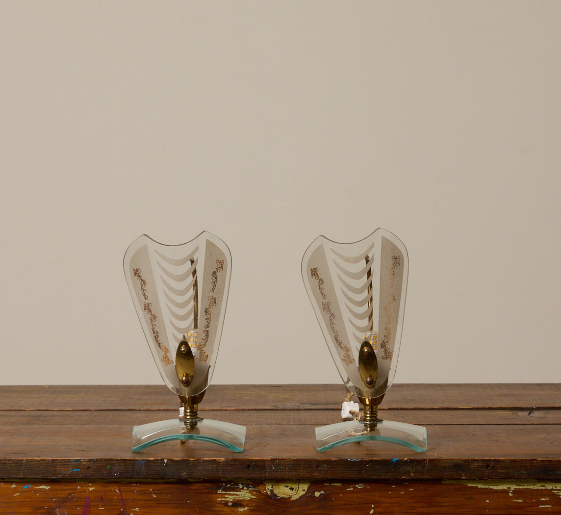 PAIR OF PETITE MIDCENTURY ITALIAN GLASS TABLE LAMPS